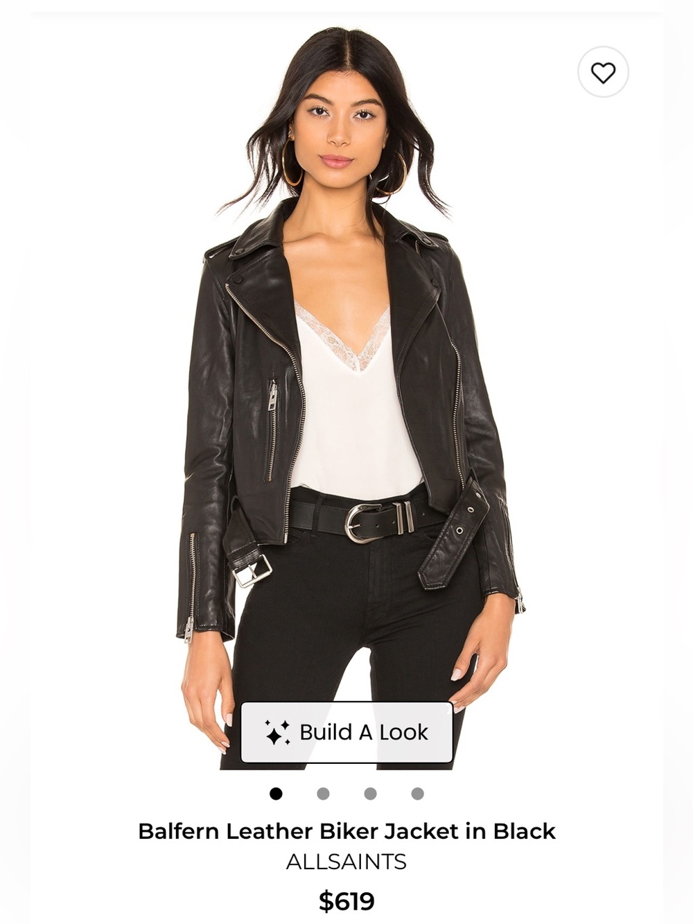 AllSaints Black Leather Biker Jacket
